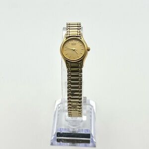 Seiko Vintage Ladies Round Gold Face Flexible Bracelet Working